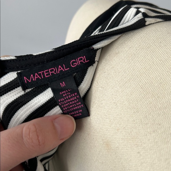 Material Girl Striped Black and White Sleeveless Dress - Picture 3 of 4